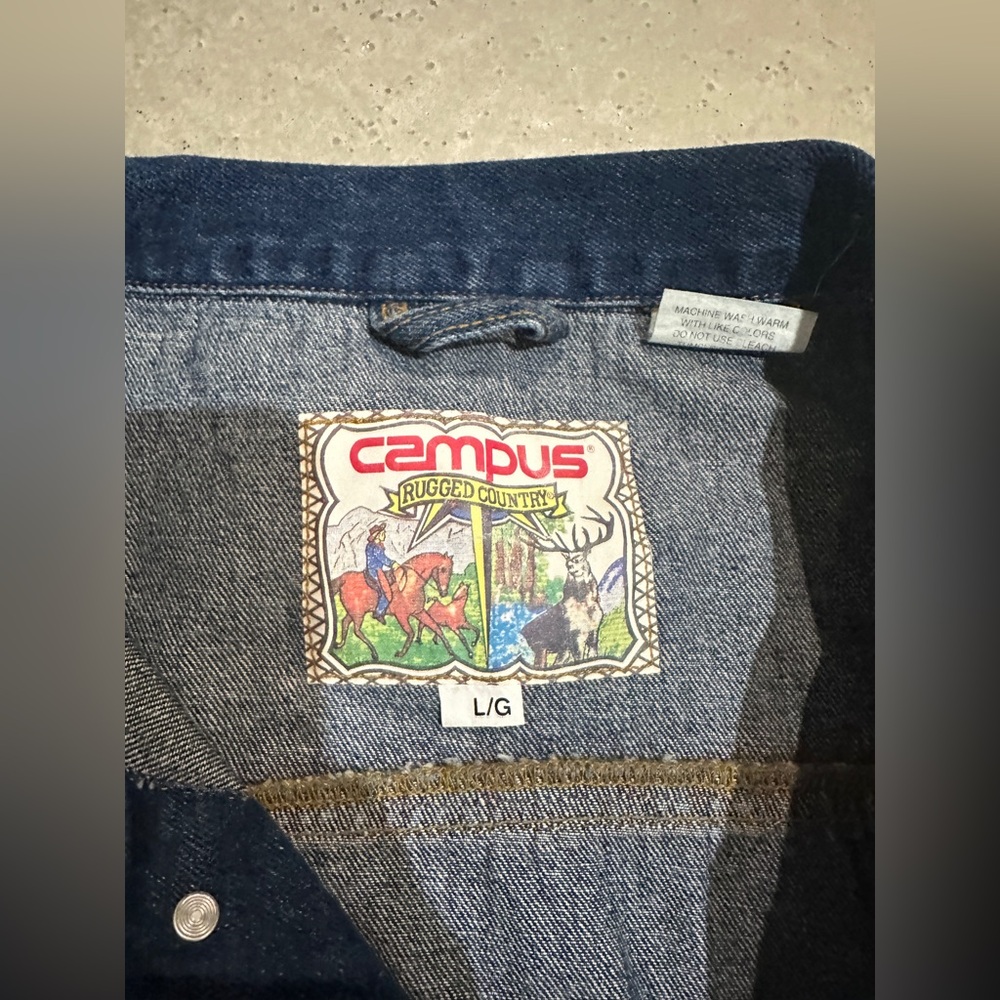 Vintage Caesars Palace Blue Denim Vest by Campus Rugged Country size L - Picture 4 of 5